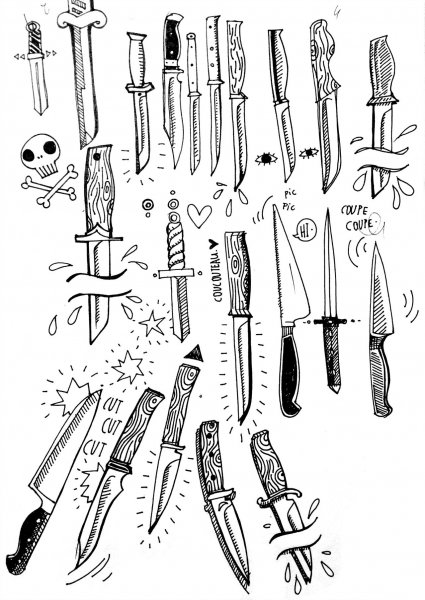 Нож эскиз тату