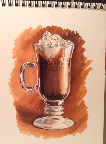 Кофейные напитки акварелью