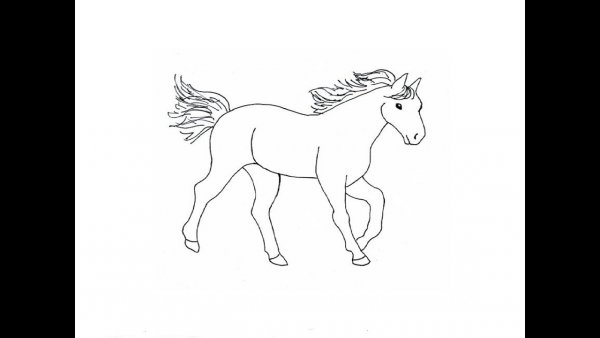 Конь рисунок карандашом для детей