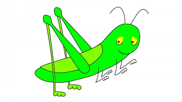 Рисование мультяшного кузнечика