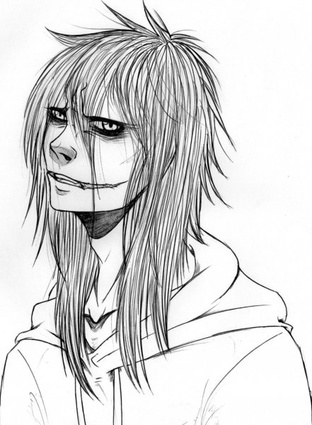 Раскраска крипипаста Джефф убийца