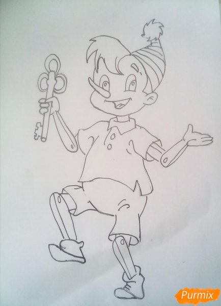 Портрет Буратино карандашом