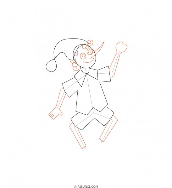 Буратино рисунок карандашом