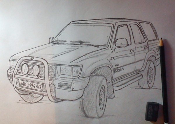 Срисовки карандашом машины Гелик
