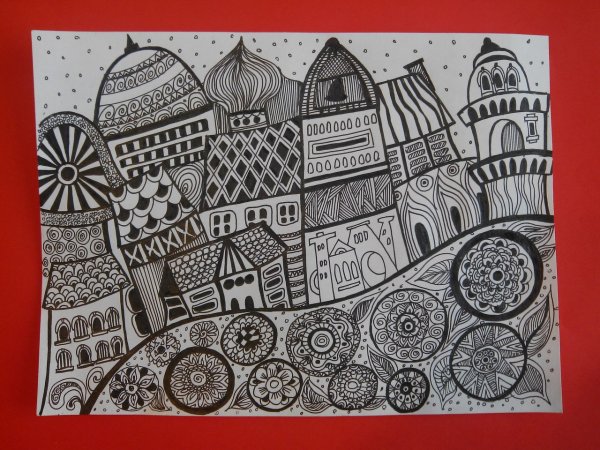 Город в стиле дудлинг