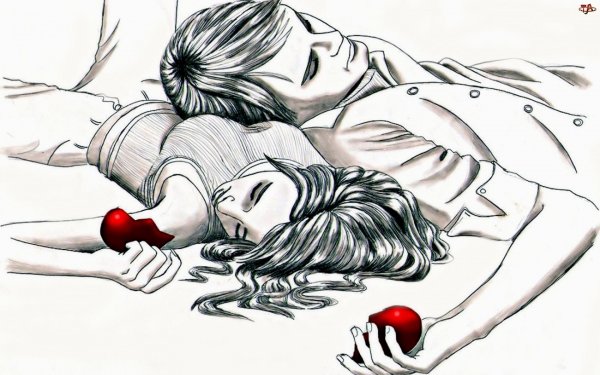 Влюбленная пара карандашом