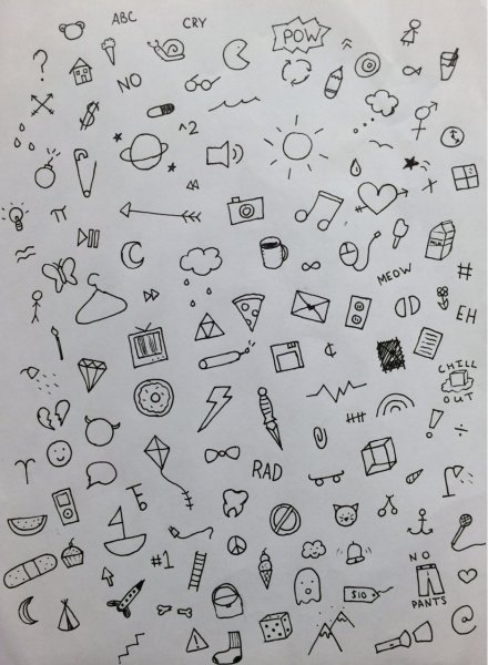 Маленькие рисуночки черной ручкой