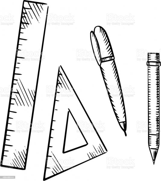Карандаш и линейка для эскизы