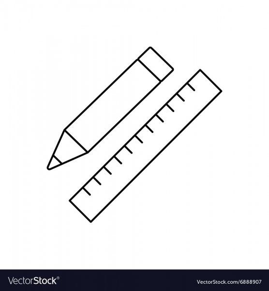 Контуры линейка и карандаш