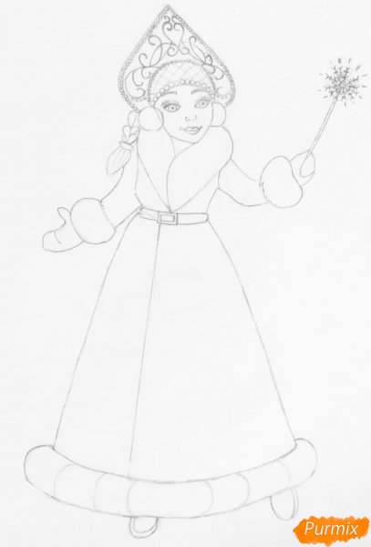 Снегурочка рисунок карандашом