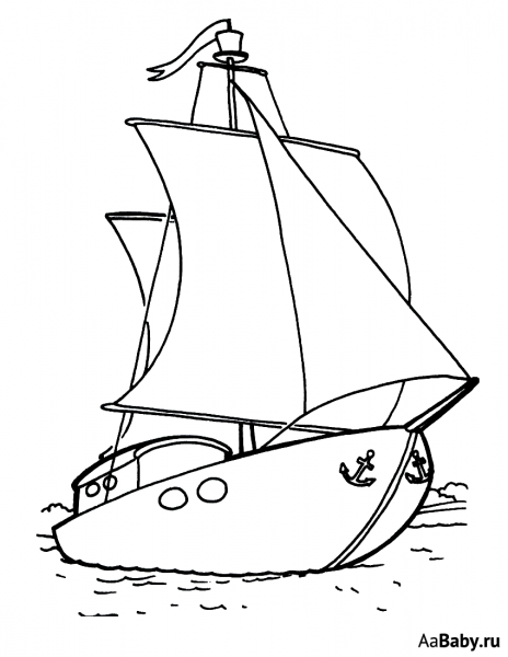 Корабль раскраска для детей