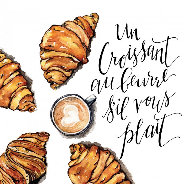 Круассан акварелью