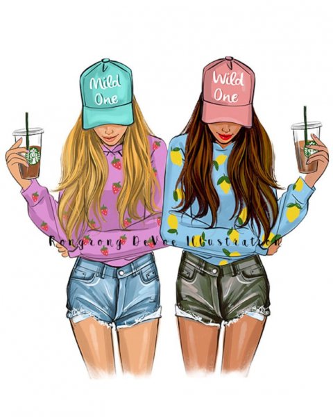 Лучшие подруги нарисованные