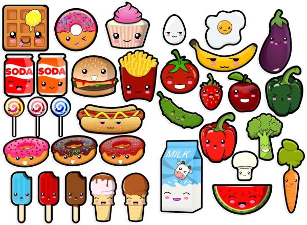 Красивые наклейки еда