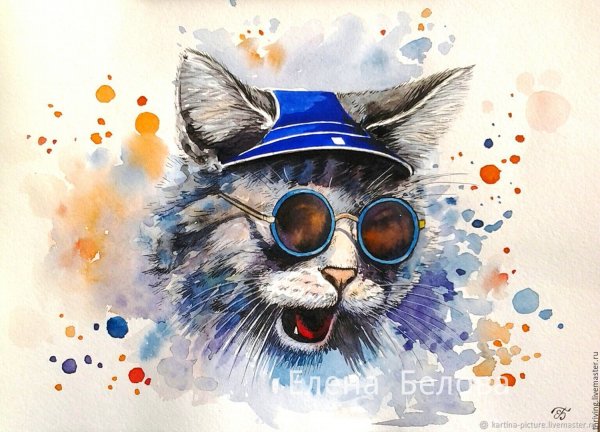 Котик в очках арт