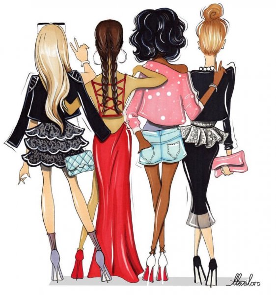 Четыре девушки мультяшные