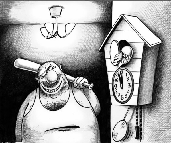 Часы с кукушкой карикатура