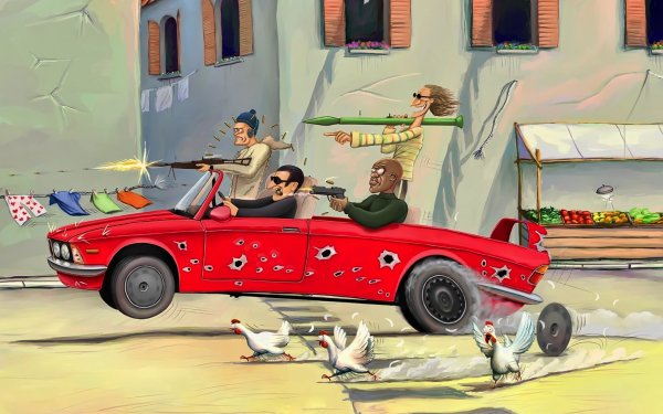 Перестрелка на машинах арт