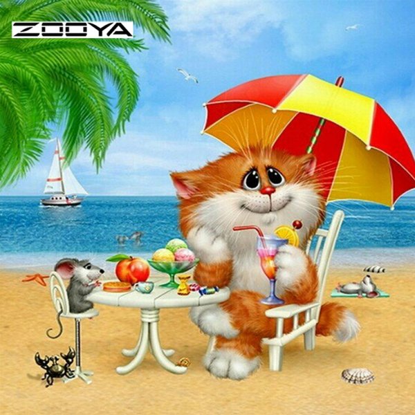 Кот на пляже