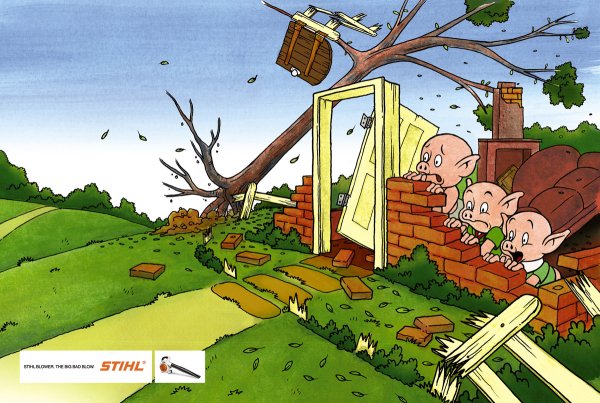 Разваленные домики трех поросят