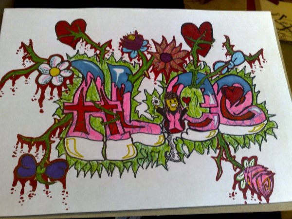 Розовое граффити Alice