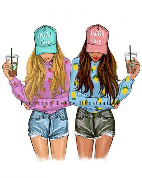 Лучшие подруги нарисованные