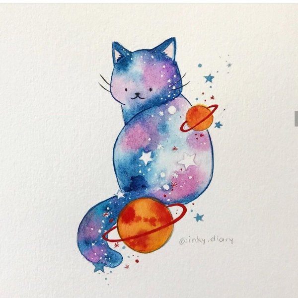 Милые котики акварелью