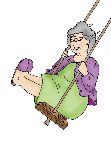 Бабульки на качелях