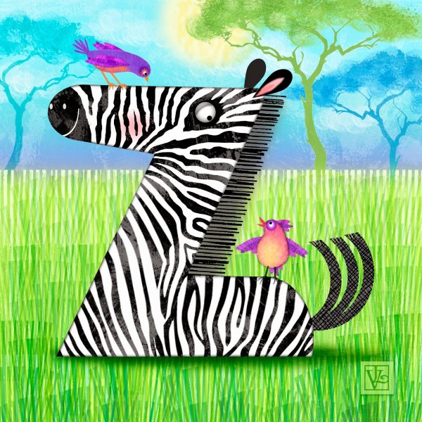 Буква z в виде зебры