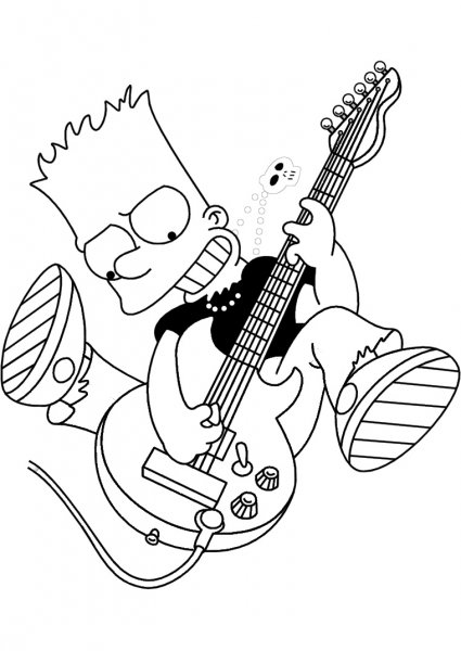 Барт симпсон с гитарой рисунок