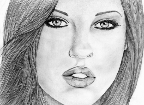 Лицо девушки рисунок карандашом