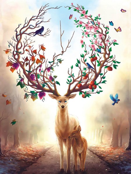 Олень с красивыми рогами