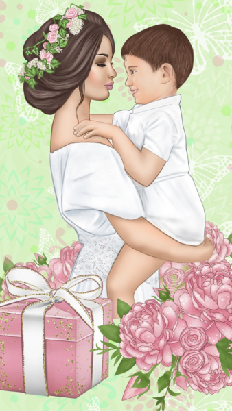 Мама с ребенком мультяшные