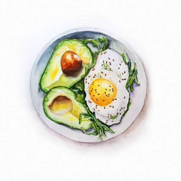 Завтрак акварель