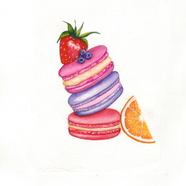 Еда цветными карандашами