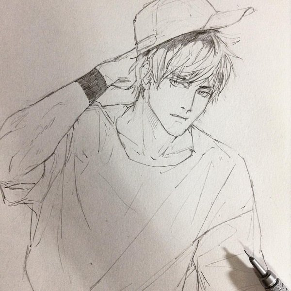 Парень арт карандашом