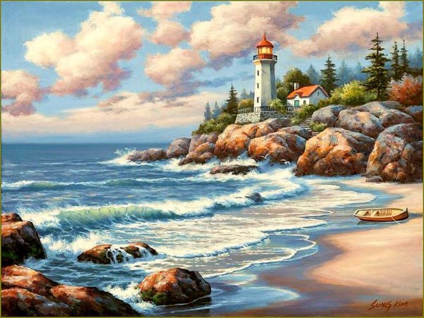 Море Маяк живопись