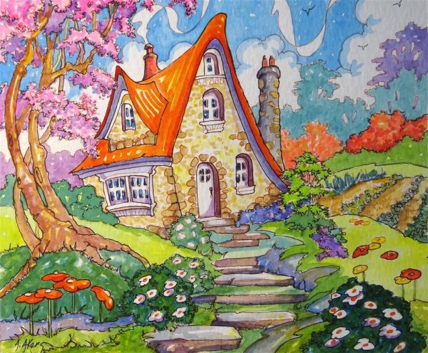 Сказочные домики рисование
