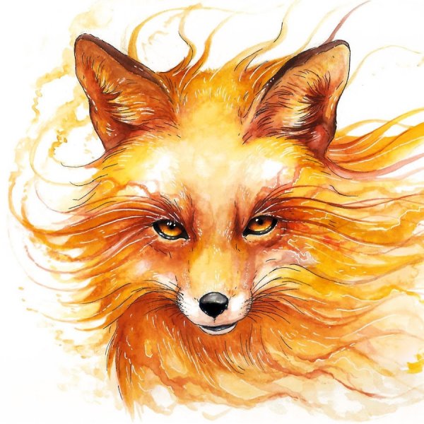 Лисья морда акварель