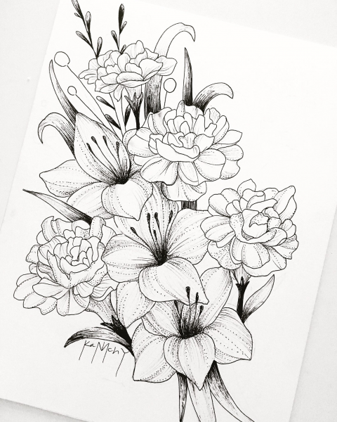 Нарисовать букет