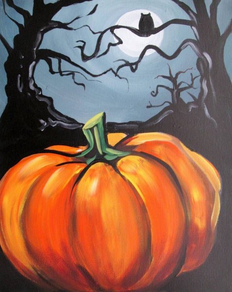 Тыквы на Хэллоуин красками