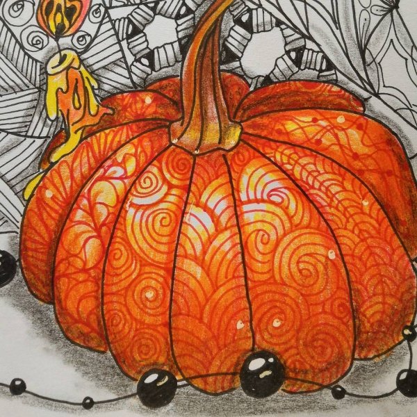 Тыква Хэллоуин Зентангл