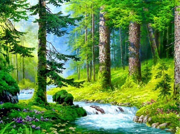 Сказочный лес с рекой