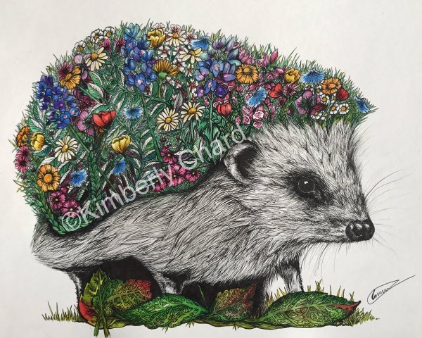 Ежиха с цветами