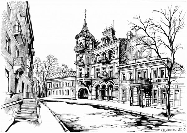 Городской пейзаж Графика