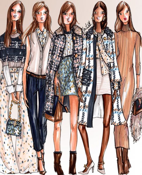 Наброски платьев для дизайнеров