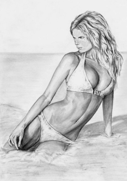 Красивое женское тело карандашом