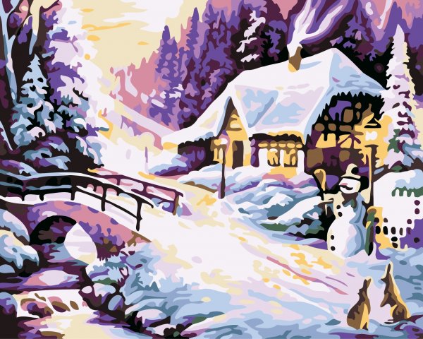 Зимний пейзаж новогодний для детей