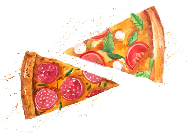 Еда акварелью пицца
