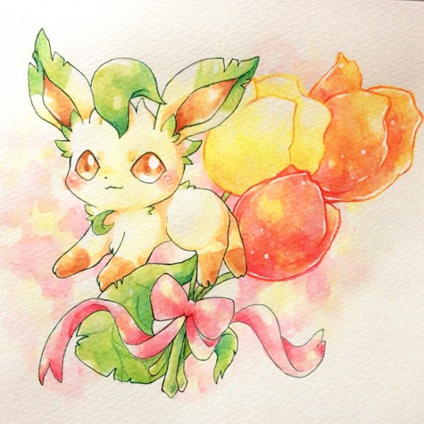 Покемон Лифеон рисунки карандашом